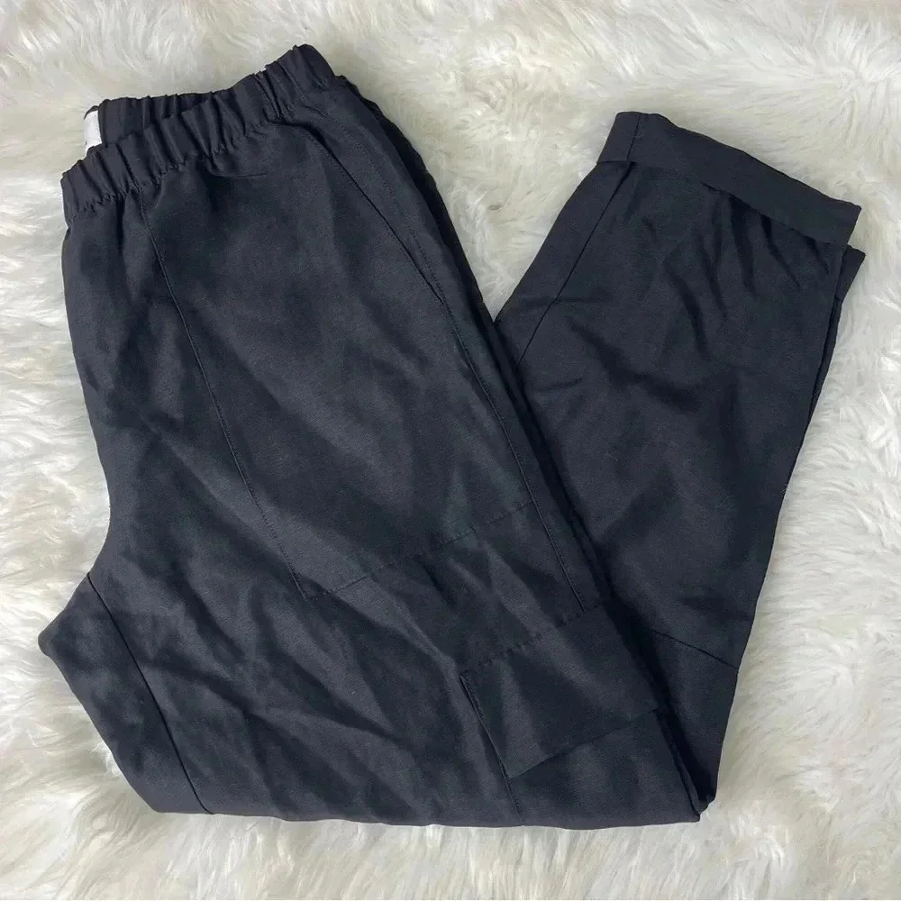 Babaton Aritzia Black Cargo Taper Ankle Pants Size 4 Linen Blend